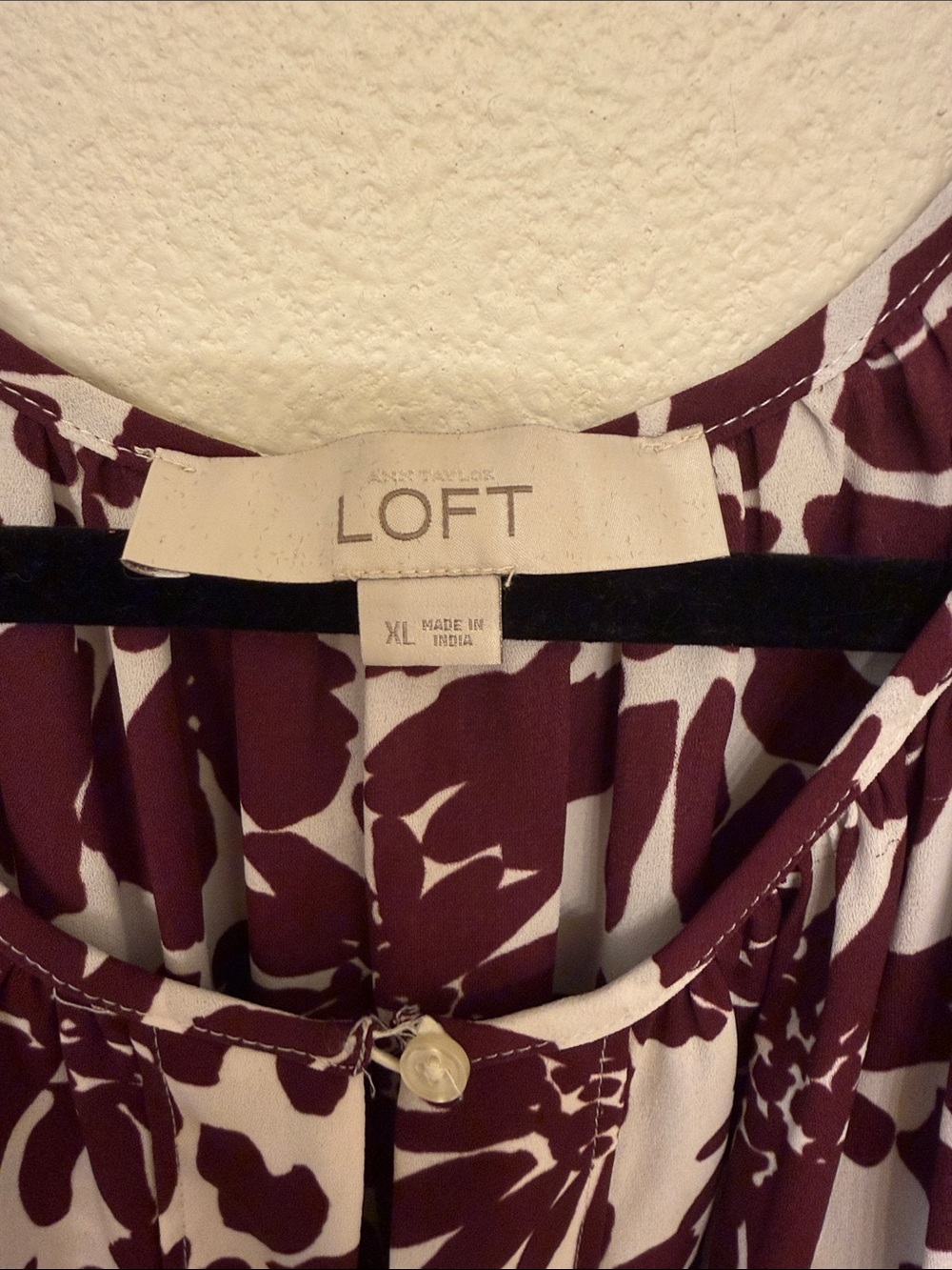 LOFT Burgundy and Cream Floral Sleeveless top camisole shell - Picture 2 of 8